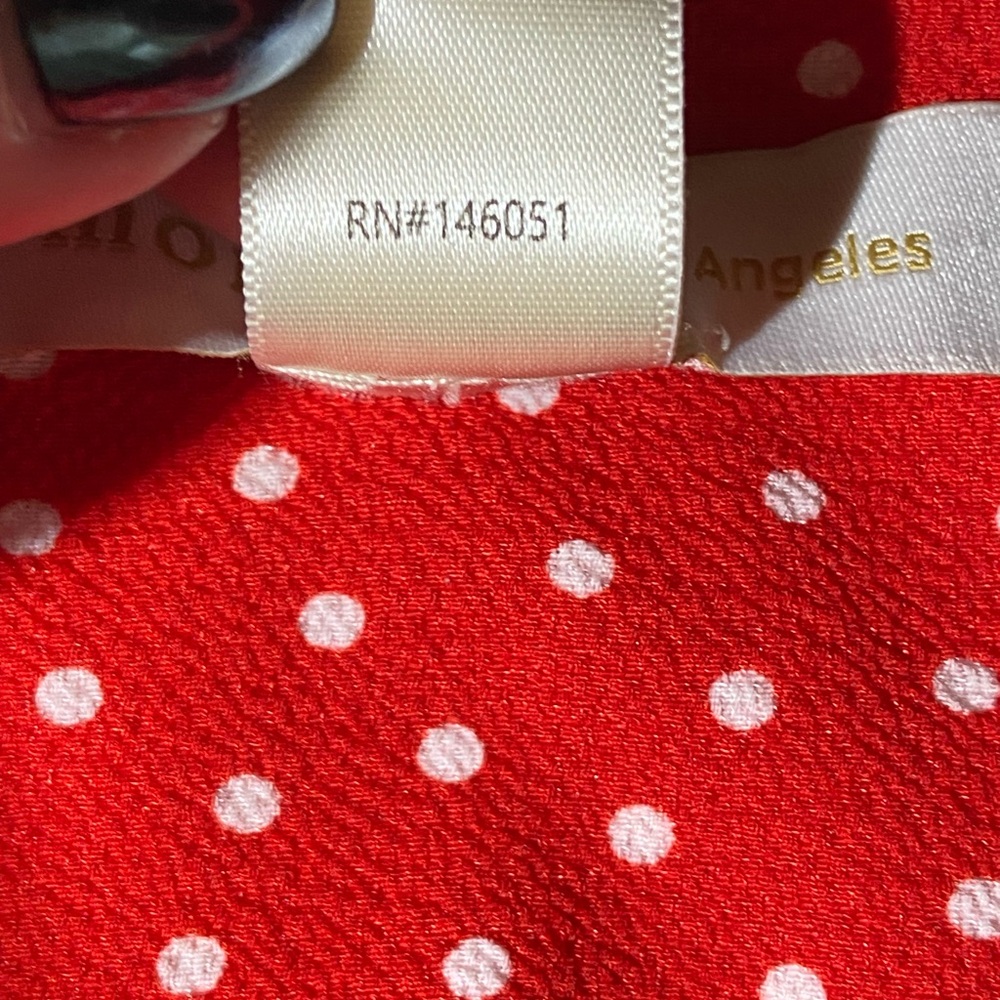 Monteau Los Angeles Red White Polka Dot Off Shoulder Scallop Top Size Small - Picture 9 of 10